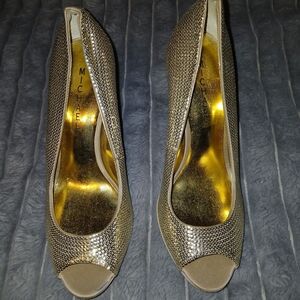 Michael Kors Gold Peep Toe Heels